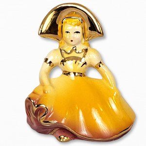 Vintage 1940’s Shawnee Pottery Dutch Girl Planter 24kt Accents